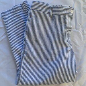 Talbots Blue White Pin Strip Perfect Crop Pant Size 8P